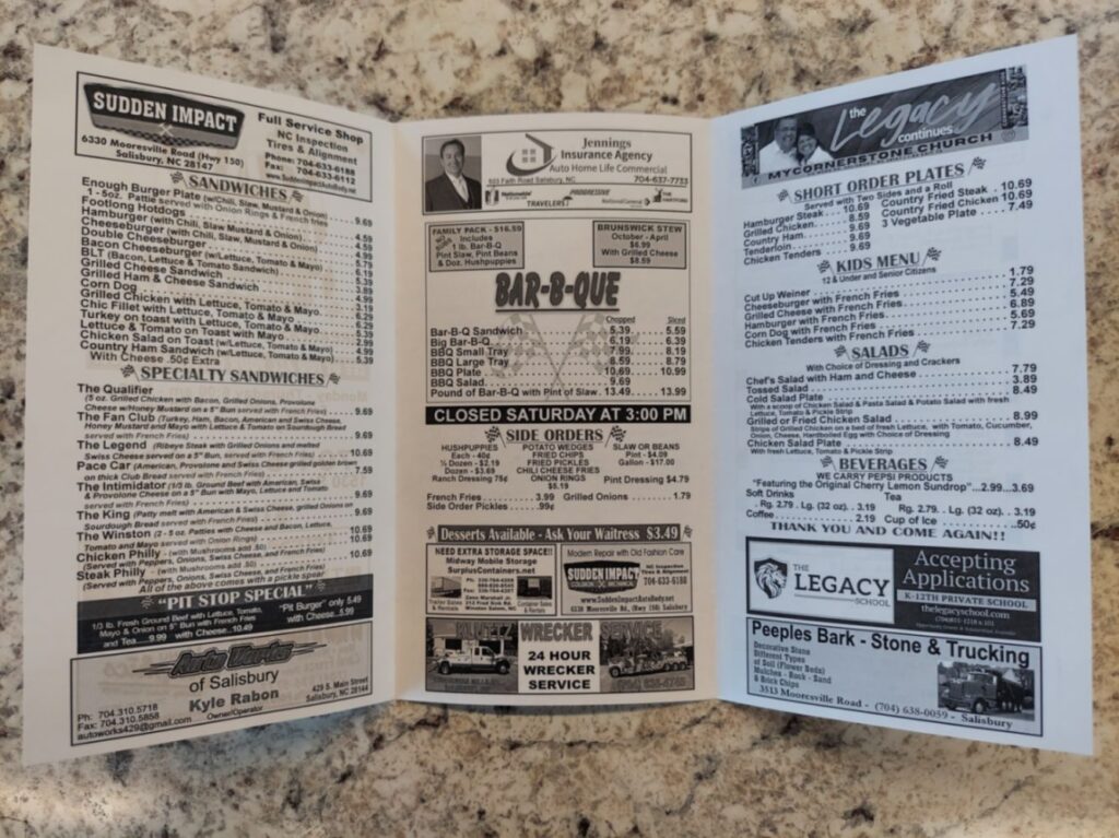 Checkered Flag Barbecue Menu 1