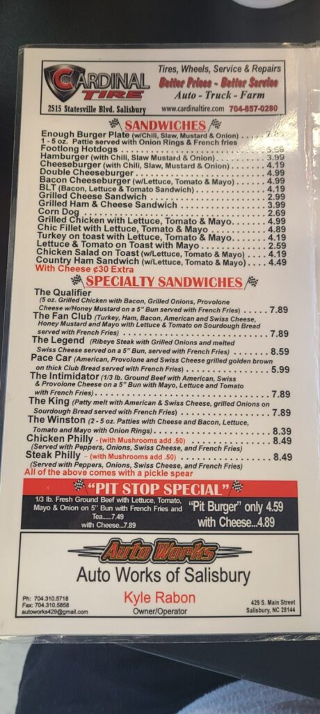 Checkered Flag Barbecue Menu 2